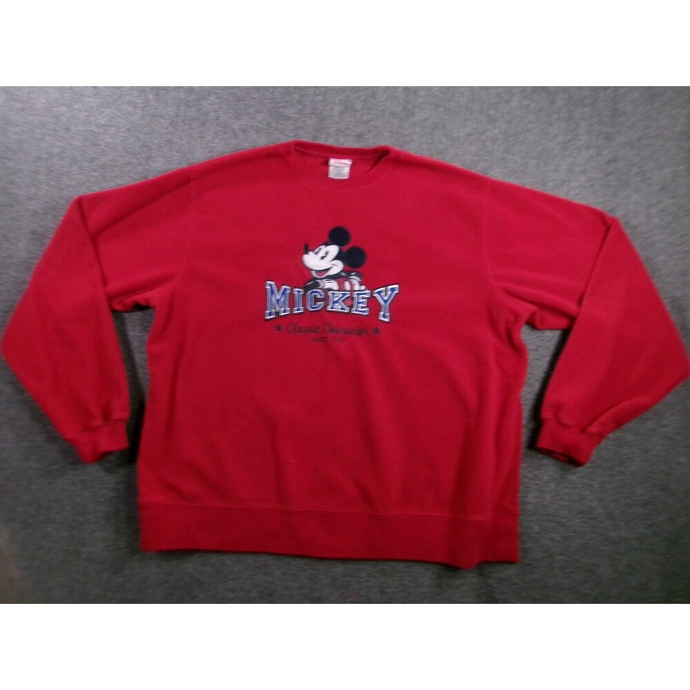 Disney Store Mickey Sweatshirt Men Large Red Fleece Causal Lounge Cozy Everyday